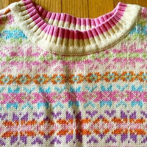 Hanna Andersson Girls 120 6 Fair Isle Crewneck Cotton Sweater